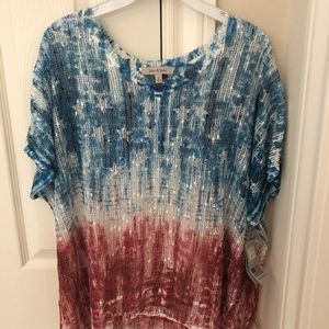 Patriotic Open Weave Top